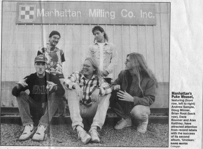 Brian W Root Artsy Puke Weasel band photo. Kansas State University Collegian newspaper article
